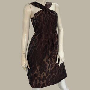 Banana Republic Leopard Print Taffeta Dress Above Knee Size 4 Women’s
